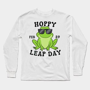 Funny Frog Lover Hoppy Leap Day February 29 Kids Adults Long Sleeve T-Shirt